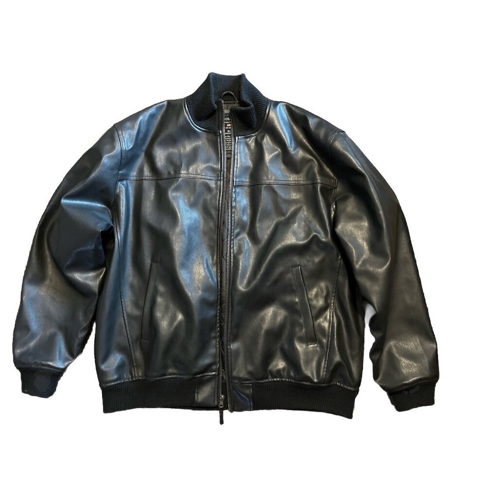 Vintage US Polo Assn Black Leather Bomber Jacket Size XL